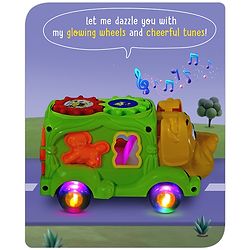 Babyhug 6 in 1 Puppy Musical Bump & Go Car with moving Ear & Eyes| Lights & Music| Dial Phone |Animal Shape Sorter For Toddlers and Kids| BIS Certified| Storage| Time Telling| Cause & Effect - Yellow