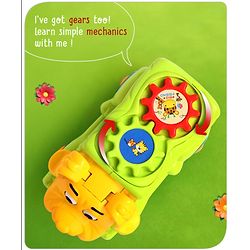 Babyhug 6 in 1 Puppy Musical Bump & Go Car with moving Ear & Eyes| Lights & Music| Dial Phone |Animal Shape Sorter For Toddlers and Kids| BIS Certified| Storage| Time Telling| Cause & Effect - Yellow