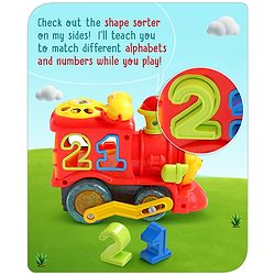 Babyhug 6 in 1 Puppy Musical Bump & Go Car with moving Ear & Eyes| Lights & Music| Dial Phone |Animal Shape Sorter For Toddlers and Kids| BIS Certified| Storage| Time Telling| Cause & Effect - Yellow