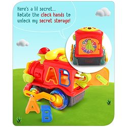 Babyhug 6 in 1 Puppy Musical Bump & Go Car with moving Ear & Eyes| Lights & Music| Dial Phone |Animal Shape Sorter For Toddlers and Kids| BIS Certified| Storage| Time Telling| Cause & Effect - Yellow