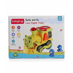 Babyhug 6 in 1 Puppy Musical Bump & Go Car with moving Ear & Eyes| Lights & Music| Dial Phone |Animal Shape Sorter For Toddlers and Kids| BIS Certified| Storage| Time Telling| Cause & Effect - Yellow
