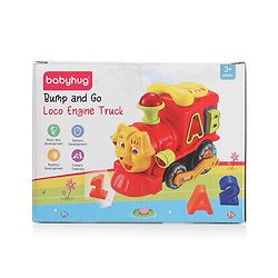 Babyhug 6 in 1 Puppy Musical Bump & Go Car with moving Ear & Eyes| Lights & Music| Dial Phone |Animal Shape Sorter For Toddlers and Kids| BIS Certified| Storage| Time Telling| Cause & Effect - Yellow