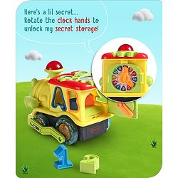 Babyhug 6 in 1 Teddy Shaped Bump & Go Loco Engine with Gears & Shape Sorter For Toddlers and Kids|BIS Aprroved| Moving Eye & Tongue| Light & Music| Numbers & Alphabets| Storage| Time Telling- Yellow