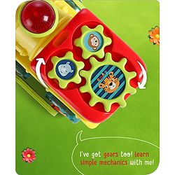 Babyhug 6 in 1 Teddy Shaped Bump & Go Loco Engine with Gears & Shape Sorter For Toddlers and Kids|BIS Aprroved| Moving Eye & Tongue| Light & Music| Numbers & Alphabets| Storage| Time Telling- Yellow