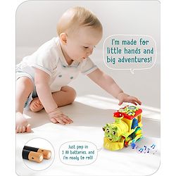 Babyhug 6 in 1 Teddy Shaped Bump & Go Loco Engine with Gears & Shape Sorter For Toddlers and Kids|BIS Aprroved| Moving Eye & Tongue| Light & Music| Numbers & Alphabets| Storage| Time Telling- Yellow