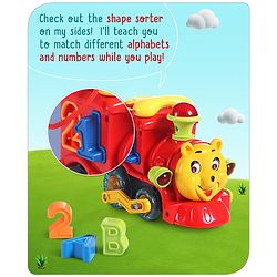 Babyhug 6 in 1 Teddy Shaped Bump & Go Loco Engine with Gears & Shape Sorter For Toddlers and Kids|BIS Aprroved| Moving Eye & Tongue| Light & Music| Numbers & Alphabets| Storage| Time Telling- Yellow