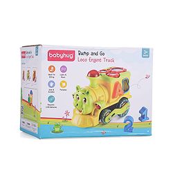 Babyhug 6 in 1 Teddy Shaped Bump & Go Loco Engine with Gears & Shape Sorter For Toddlers and Kids|BIS Aprroved| Moving Eye & Tongue| Light & Music| Numbers & Alphabets| Storage| Time Telling- Yellow