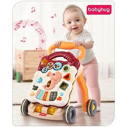 Babyhug Premium Seahorse Push Walker for Kids- Blue| Activity Walker with Music & Light for Toddlers| Fun Musical Table| Sit to Stand Multi Activity Walker| Interactive Learning Toy for 9 Months to 3 Years Kids| BIS Certified