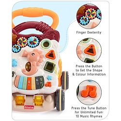 Babyhug Premium Seahorse Push Walker for Kids- Blue| Activity Walker with Music & Light for Toddlers| Fun Musical Table| Sit to Stand Multi Activity Walker| Interactive Learning Toy for 9 Months to 3 Years Kids| BIS Certified
