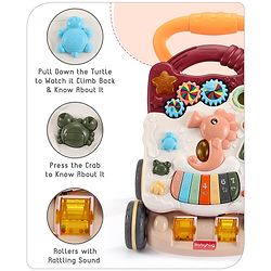 Babyhug Premium Seahorse Push Walker for Kids- Blue| Activity Walker with Music & Light for Toddlers| Fun Musical Table| Sit to Stand Multi Activity Walker| Interactive Learning Toy for 9 Months to 3 Years Kids| BIS Certified
