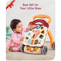 Babyhug Premium Seahorse Push Walker for Kids- Blue| Activity Walker with Music & Light for Toddlers| Fun Musical Table| Sit to Stand Multi Activity Walker| Interactive Learning Toy for 9 Months to 3 Years Kids| BIS Certified