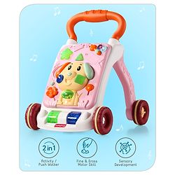 Babyhug Premium Puppy Push Walker for Kids- Green| Activity Walker with Music & Light for Toddlers| Sit to Stand Multi Activity Walker| Interactive Learning Toy for 9 Months to 3 Year Kids| BIS Certified