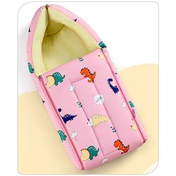 Babyhug Cotton Sleeping Bag Dino Print- Light Pink