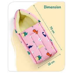 Babyhug Cotton Sleeping Bag Dino Print- Light Pink
