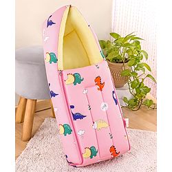 Babyhug Cotton Sleeping Bag Dino Print- Light Pink