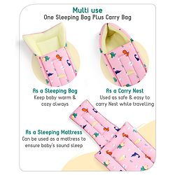 Babyhug Cotton Sleeping Bag Dino Print- Light Pink