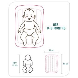 Babyhug Cotton Bedding Set with Mosquito Net Dino Print- Light Pink