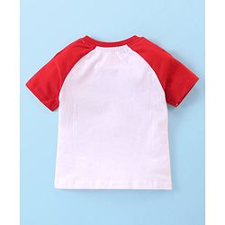 Babyhug 100% Cotton Knit Single Jersey Raglan Sleeves T-Shirt & Shorts With Construction Vehicles Embroidery - Red & White
