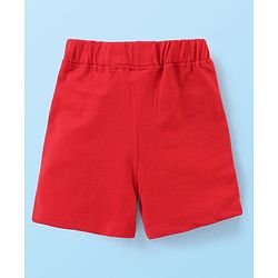 Babyhug 100% Cotton Knit Single Jersey Raglan Sleeves T-Shirt & Shorts With Construction Vehicles Embroidery - Red & White