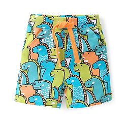 Babyhug 100% Cotton Knit Half Sleeves T-Shirt & Shorts Set Dino Print - Multicolor