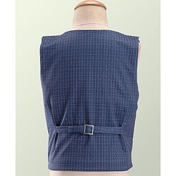 Babyhug Party Wear Full Sleeves Textured Stretch 3 Pieces Party Suit - White & Blue