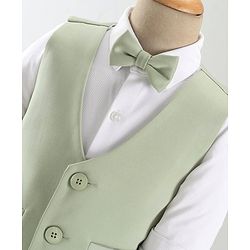 Babyhug Knit Full Sleeves Textured Party Suit With Waist Coat & Bow - Mint Green
