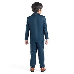 Babyhug Full Sleeves Solid Color 5 Pieces Party Suit With Waistcoat & Bow -Teal Blue