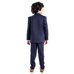 Babyhug Full Sleeves Party Suit with Waistcoat & Bow - Navy Blue