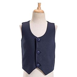 Babyhug Full Sleeves Party Suit with Waistcoat & Bow - Navy Blue
