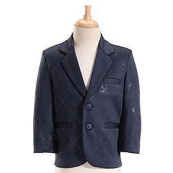 Babyhug Full Sleeves Party Suit with Waistcoat & Bow - Navy Blue