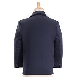 Babyhug Full Sleeves Party Suit with Waistcoat & Bow - Navy Blue