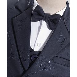 Babyhug Full Sleeves Party Suit with Waistcoat & Bow - Navy Blue