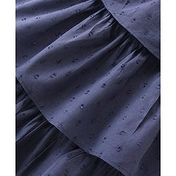 Babyhug 100% Cotton Woven Sleeveless Solid Colour Frock with Floral Applique - Navy Blue