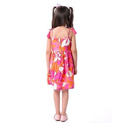 Babyhug Rayon Woven Sleeveless Floral Printed Frock -Pink