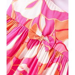 Babyhug Rayon Woven Sleeveless Floral Printed Frock -Pink
