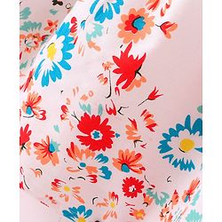 Babyhug Poplin Woven Frill Sleeves Frock with Floral Print - White