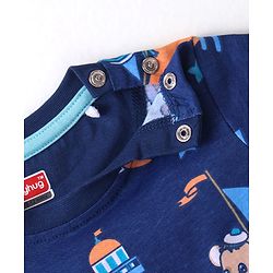 Babyhug 100% Cotton Knit Single Jersey Half Sleeves T-Shirt & Shorts With Light House Print - Blue