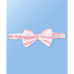 Babyhug Single Jersey Knit Singlet Sleeves Frock Striped With Headband - Pink