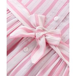 Babyhug Single Jersey Knit Singlet Sleeves Frock Striped With Headband - Pink