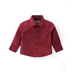 Babyhug Woven Full Sleeves Party Wear Shirt & Trousers Set with  Bow & Suspender - Maroon & Black