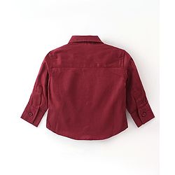 Babyhug Woven Full Sleeves Party Wear Shirt & Trousers Set with  Bow & Suspender - Maroon & Black