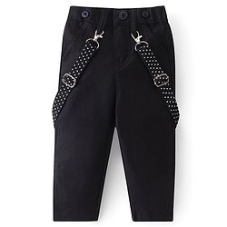 Babyhug Woven Full Sleeves Party Wear Shirt & Trousers Set with  Bow & Suspender - Maroon & Black