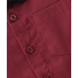 Babyhug Woven Full Sleeves Party Wear Shirt & Trousers Set with  Bow & Suspender - Maroon & Black