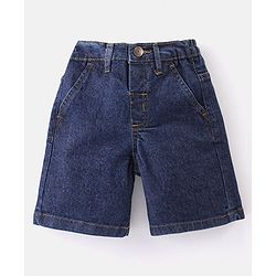 Babyhug Cotton Woven Half Sleeves Shirt & Denim Shorts Set With Tropical Print - Multicolor