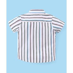 Babyhug Cotton Woven Half Sleeves Striped Shirt & Denim Shorts Set - White & Blue