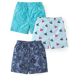 Babyhug Woven Boxers Boat Print Pack of 3 - Multicolor