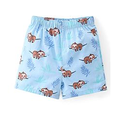 Babyhug Poplin Woven Boat & Sloth Print Boxers Pack of 3 - Multicolour