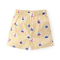 Babyhug Poplin Woven Boat & Sloth Print Boxers Pack of 3 - Multicolour
