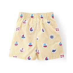 Babyhug Poplin Woven Boat & Sloth Print Boxers Pack of 3 - Multicolour