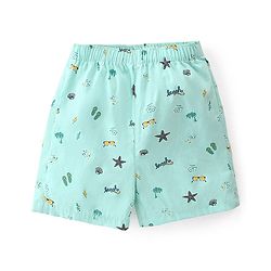 Babyhug Poplin Woven Boxers With Dino & Space Theme Print Pack Of 3 - Blue & Green
